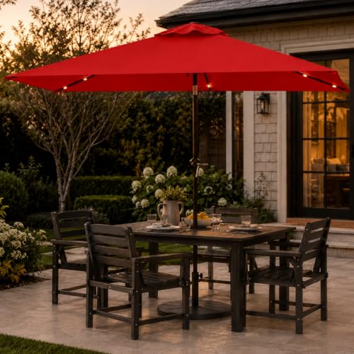 6.5 x 10ft Rectangular Patio Umbrella with Solar Lights