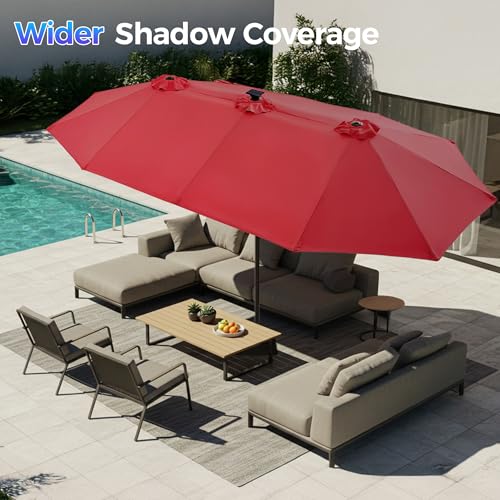 13ft Outdoor Patio Umbrella with Solar Lights
