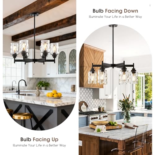 6 Light Black Chandelier 24.6" Farmhouse Chandeliers