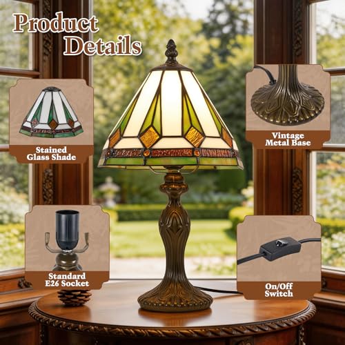 Table Lamp 8 Inch Small Mission Stained Glass Desk Lamp
