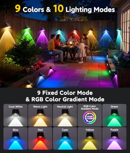 Solar Fence Lights Outdoor Waterproof 10 Pack (10 Count)