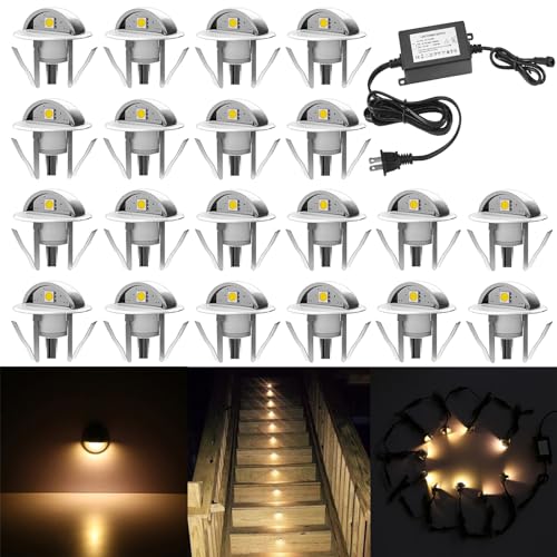 20 Pack LED Stair Lights Kit Low Voltage Landscape Lights Waterproof IP65 Outdoor 1 (20 Count)