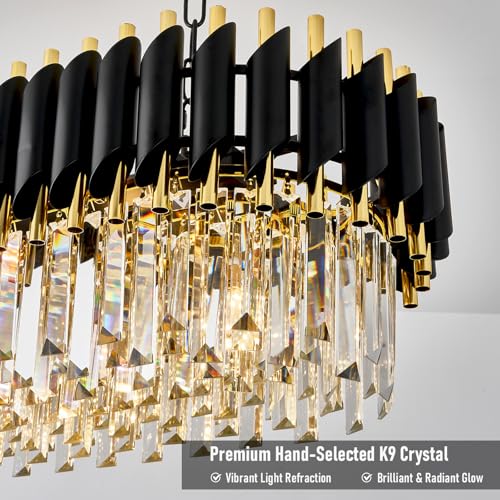 L33 Black and Gold Crystal Chandelier Large 8 Light 3