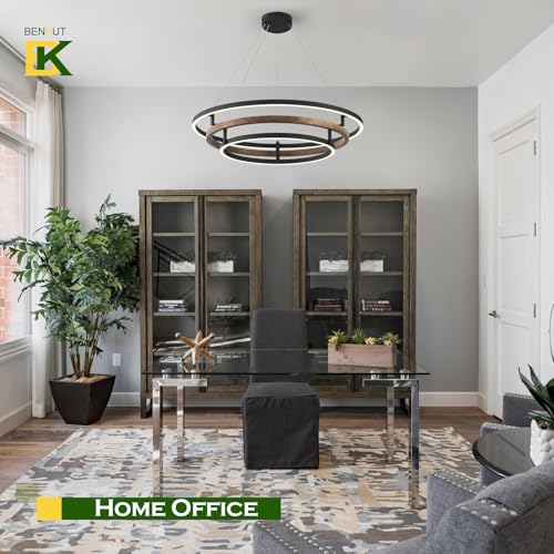 3 Rings Modern LED Chandelier Black Dimmable Circular Pendant Light for Dining Room