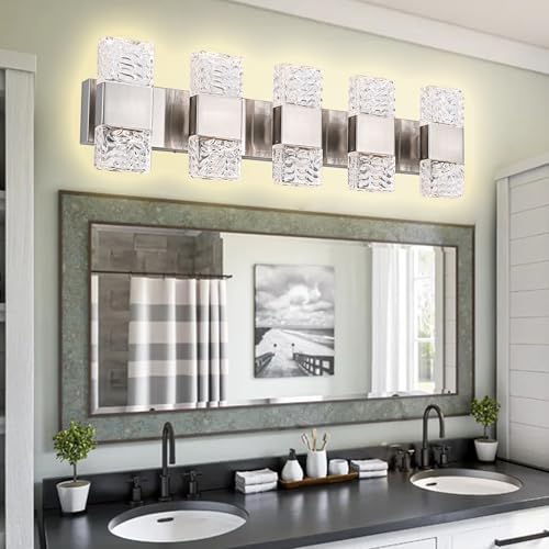 30.3 in LED Bathroom Lighting Fixtures Brushed Nickel Dimmable 40W