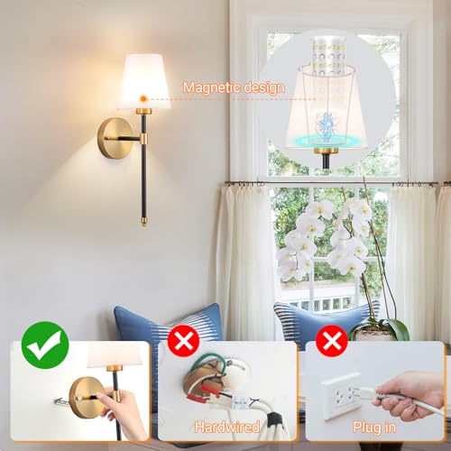 Battery Operated Wall Sconces Set of 2 (2 Count)