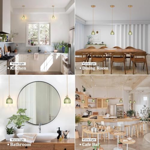 Pendant Light 2 Pack with Green Tulip Glass Lmapshade (2 Count)