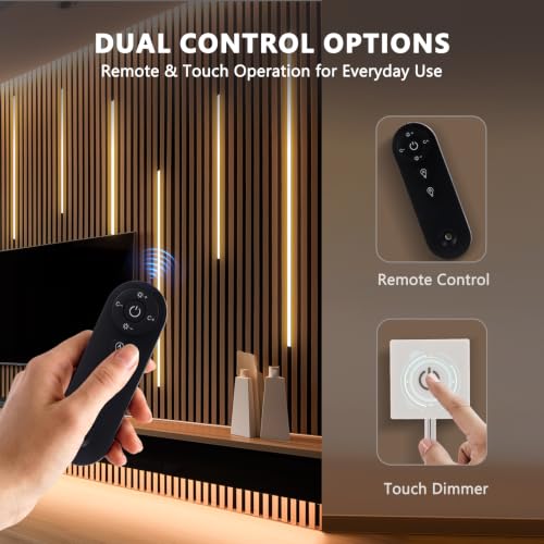 16.4ft 24V Silicone LED Strip Lights Recessed Lighting Wood Slat Wall (Touch Control)