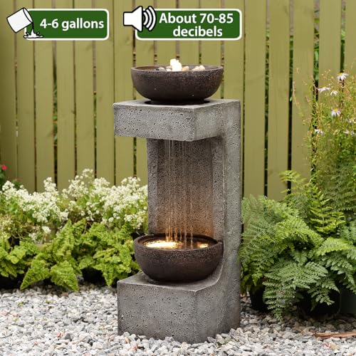 34h Modern Outdoor Water Fountain with Rain Curtain