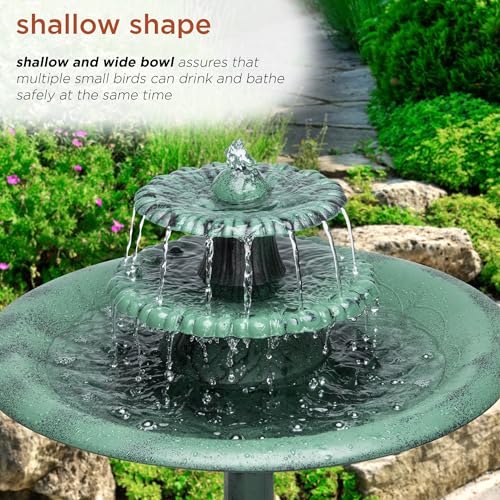 35" Tall 3 Tier Outdoor Pedestal Water Fountain