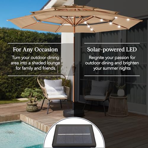 10ft 3 Tier Solar Patio Market Umbrella