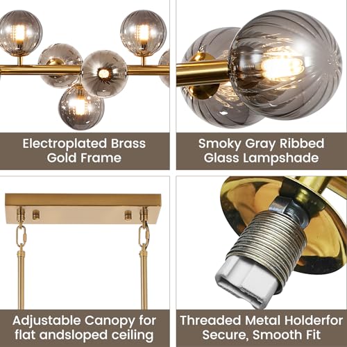 Modern Gold Chandelier Rectangle Pendant Light Sputnik Chandeliers Hanging Light Fixture 16