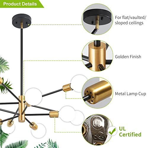 Chandeliers for Dining Room Black Gold 10