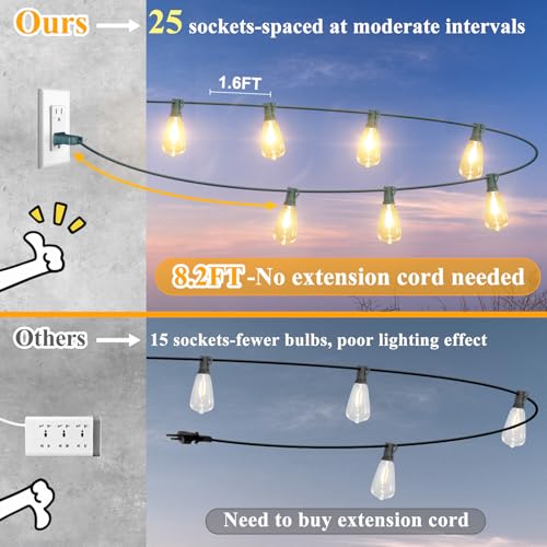 50FT Outdoor String Lights 27 Bulbs