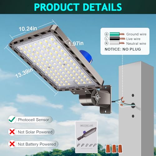 240W LED Parking Lot Light Outdoor Dusk to Dawn Photocell 5000K