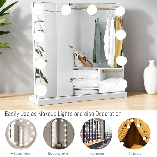 LED Vanity Lights for Mirror Hollywood Style USB Fill Light Adjustable Color and Brightness Mirrors Lights Stick on Makeup Table