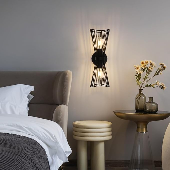 Black 2-Light Vanity Wall Sconce Farmhouse Light Fixtures Over Mirror Modern Up and Down Sconces Large Wall Light Hardwired Wall Lamp for Hallway Bedroom Kitchen Bathroom - Aura Lighting