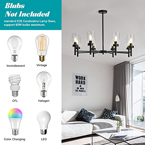 Black 8 Light Large Modern Chandelier
