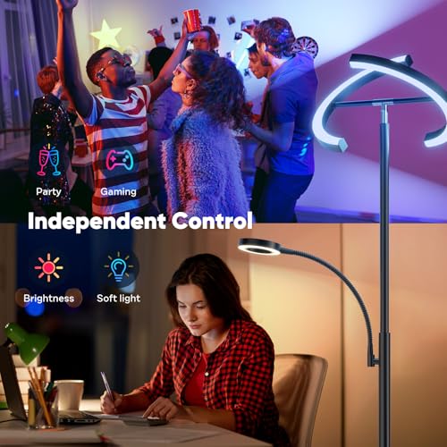 Upgraded 36W RGBCW Floor Lamp with Ring Reading Lamp