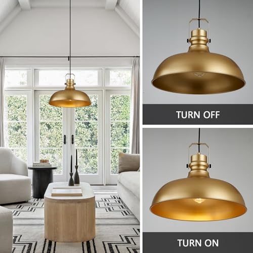 Gold Farmhouse Pendant Lights for Kitchen Island 16 Inch (2 Count)