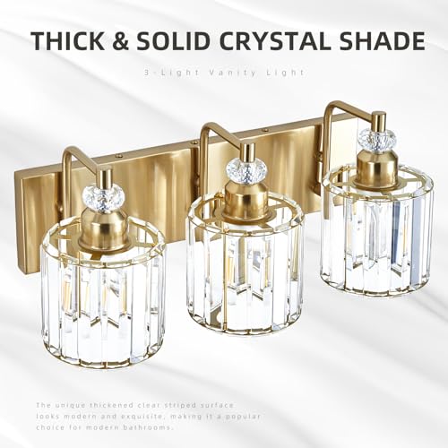 3 Light Modern Gold Bathroom Vanity Lights Brushed Brass Lighting Fixtures Over Mirror