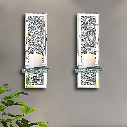 Set of 2 Crystal Crush Diamond Candle Sconces (2 Count)