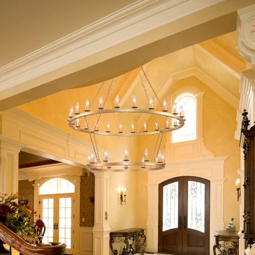 48 Inch 2 Tier Gold Extra Large Wagon Wheel Chandelier 36