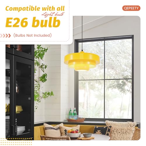 Mid Century Yellow Flush Mount Pendant Light