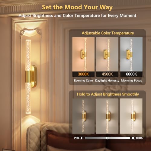 Crystal Battery Operated Wall Sconces Set of 2 for Home Space (2 Count)