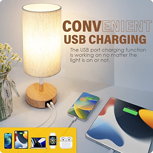 Bedside Lamp with USB A+C Charging Ports Set of Two