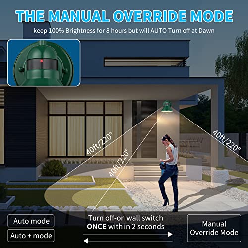 Dusk to Dawn Motion Sensor LED Outdoor Wall Light Fixture Green