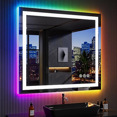 40"X36" RGB LED Bathroom Mirror with Lights