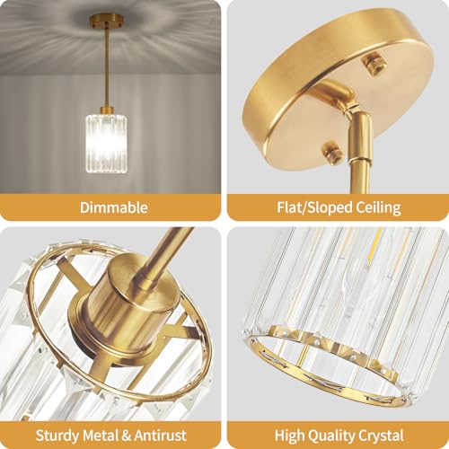 Brushed Brass Pendant Light Fixtures Over Island Modern Kitchen Lighting (2 Count)