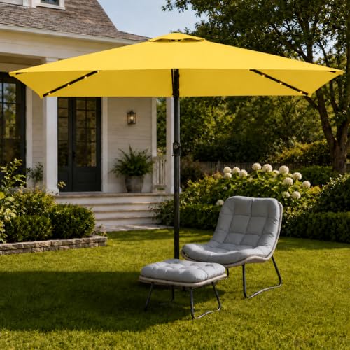 6.5 x 10ft Rectangular Patio Umbrella with Solar Lights
