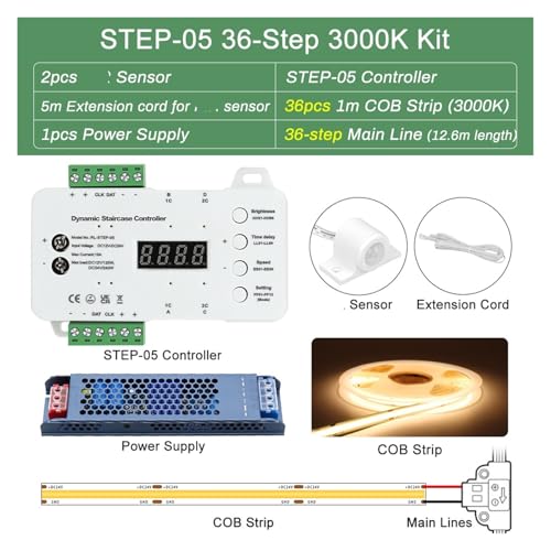 Stair Light Strip kit Motion Sensor Switch with COB Light Strip House Steps Stair Lighting Automatic Control