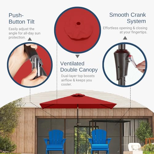 6.5' x 10' Rectangular Patio Umbrella Large Outdoor Market Umbrella w