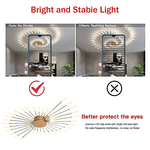 41.3" Ceiling Light Modern Flower Shape Ceiling Lamp for Dining Room Kitchen Hallway Semi Flush Mount Metal Acrylic Sputnik Firework Petal LED Lighting Fixture