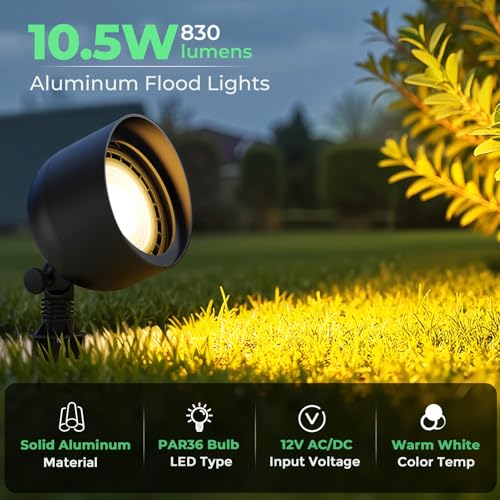 Low Voltage PAR36 LED Landscape Flood Light & Big Spotlight (4 PACK)