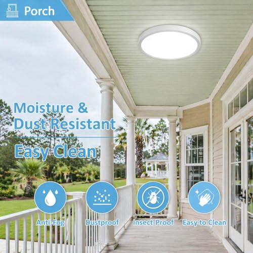 16in 32W 3CCT Commercial LED Flush Mount Ceiling Light White (White)