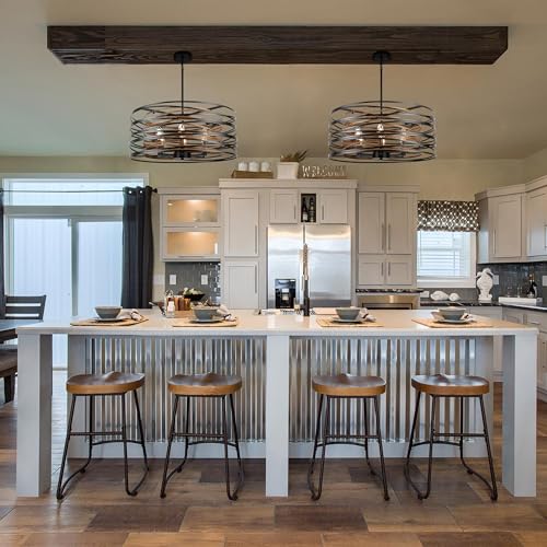 23.6'' Rustic Large Drum Chandeliers for Dining Room