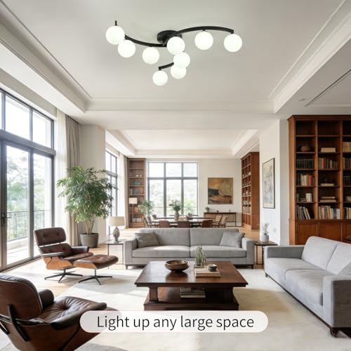 Mid Century Glass Globe Semi Flush Mount Ceiling Light Fixture Chandelier