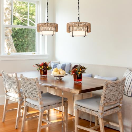 12.6" Rattan Pendant Light for Kitchen Island