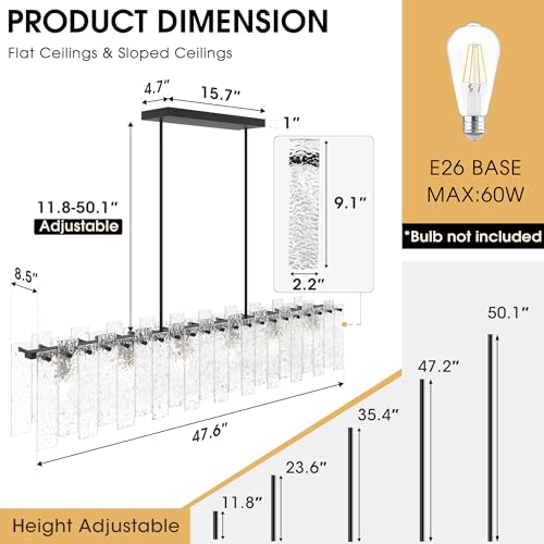 Modern Black Rectangle Chandelier