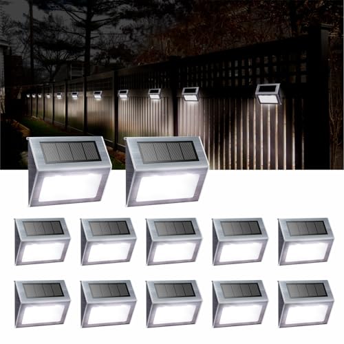 White Solar Lights for Deck Step Fence Post (12 Count)