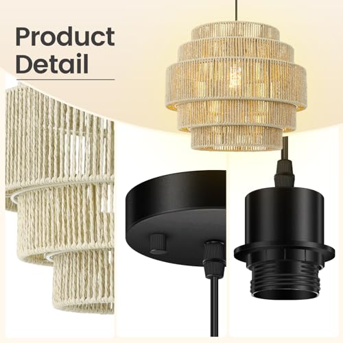 Boho Rattan Chandelier Light