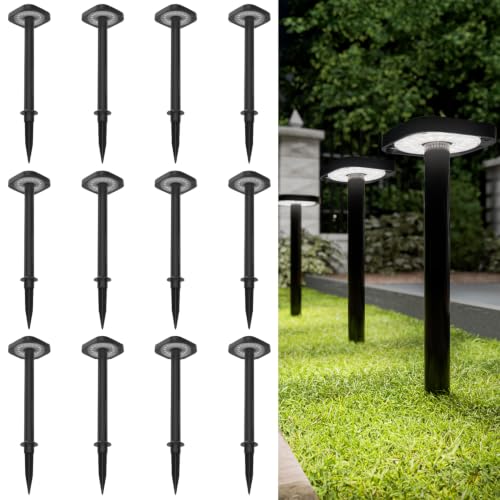 Sunco 12 Pack 2W LED Square Solar Pathway Walkway Driveway Backyard Patio Garden Outdoor Residential Super Bright Light (12 Count)