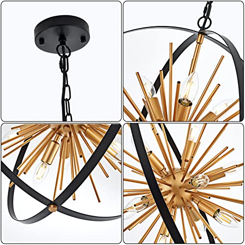 23.2" Black Gold Globe Sputnik Chandelier