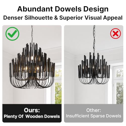 Black Wood Chandelier