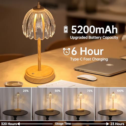 Tulip Table Lamp with 5200mAh Battery & Touch Control