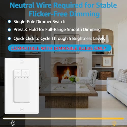 6 Pack Single Pole Dimmer Light Switch (6 Count)
